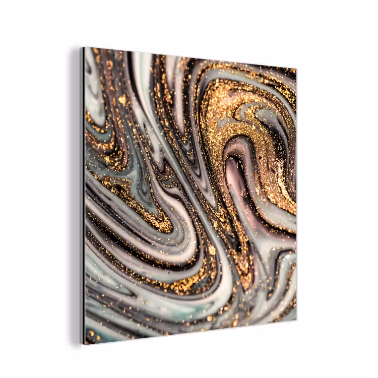 Marmerlook - Goud - Glitter - Luxe - Marmer - Wit aluminium wit klein -3d