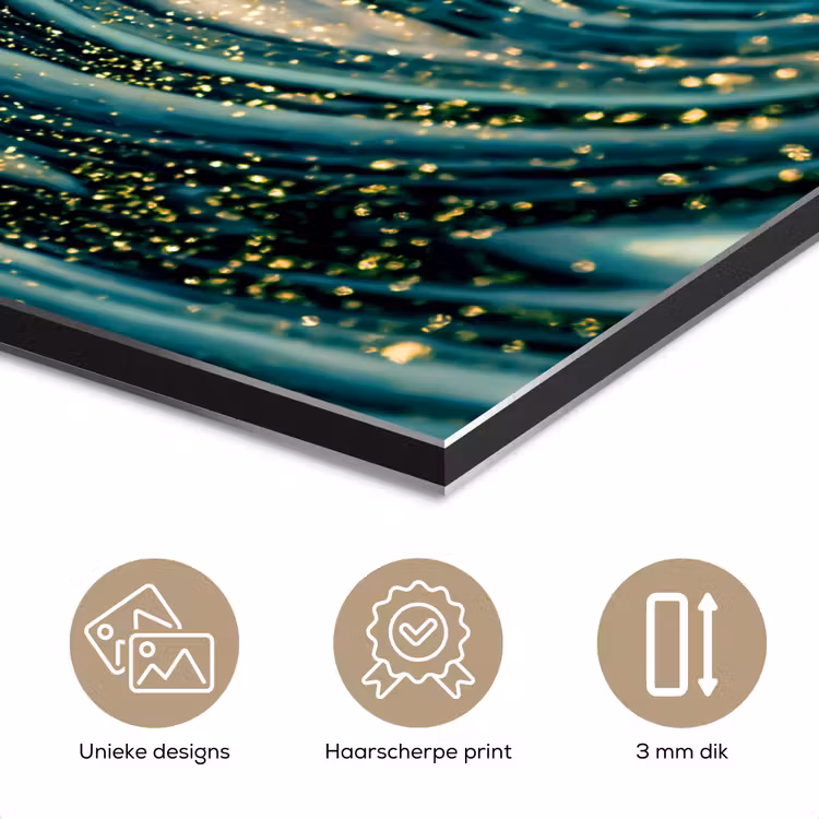 Marmerlook - Luxe - Goud - Turquoise - Glitter aluminium wit klein -closeup_NL