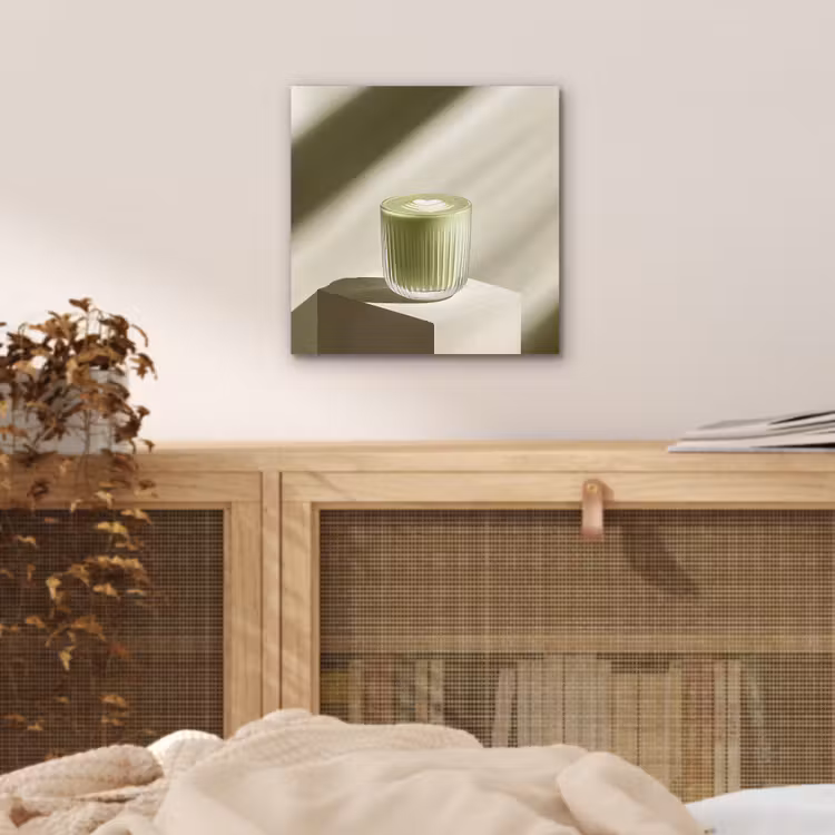 Matcha - Glas - Groen - Minimalistisch aluminium wit klein -sfeer3