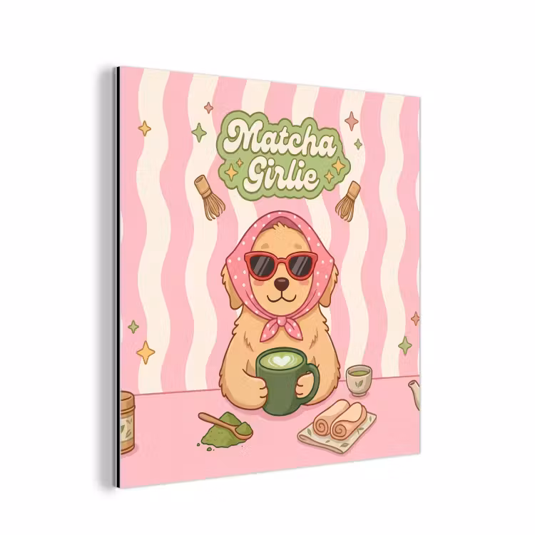 Matcha - Hond - Roze - Groen aluminium wit klein -3d