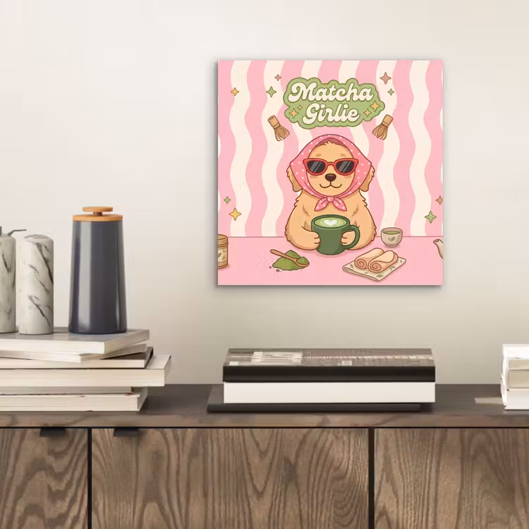 Matcha - Hond - Roze - Groen aluminium wit klein -sfeer1