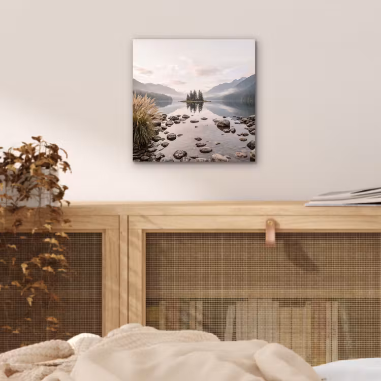 Meer - Bergen - Landschap - Groen aluminium wit klein -sfeer3