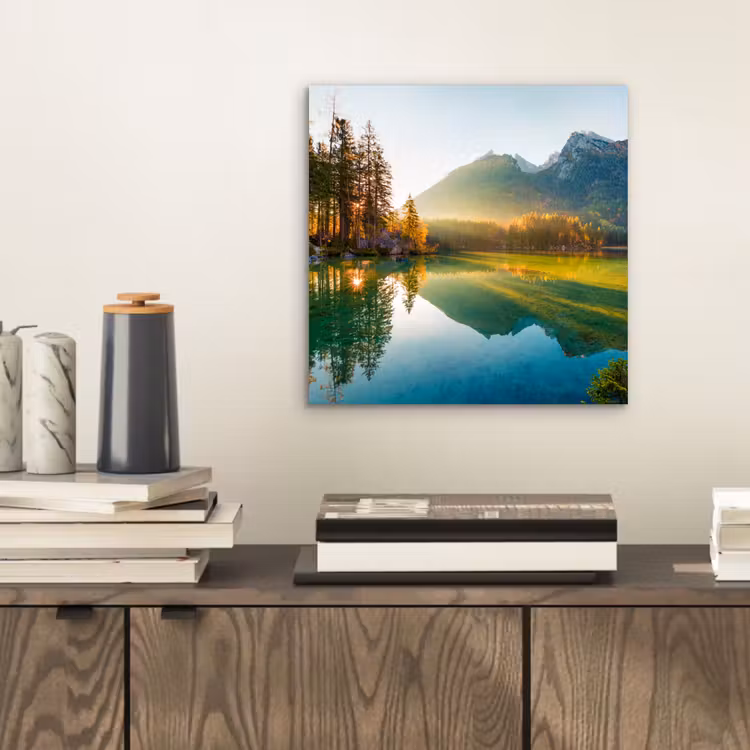 Meer - Bos - Bergen - Natuur - Zon - Landschap aluminium wit klein -sfeer1