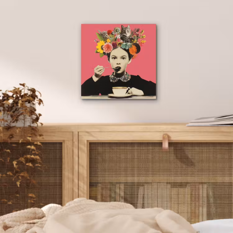Meisje - Kopje - Bloemen - Roze aluminium wit klein -sfeer3