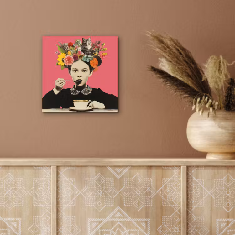 Meisje - Kopje - Bloemen - Roze aluminium wit klein -sfeer4
