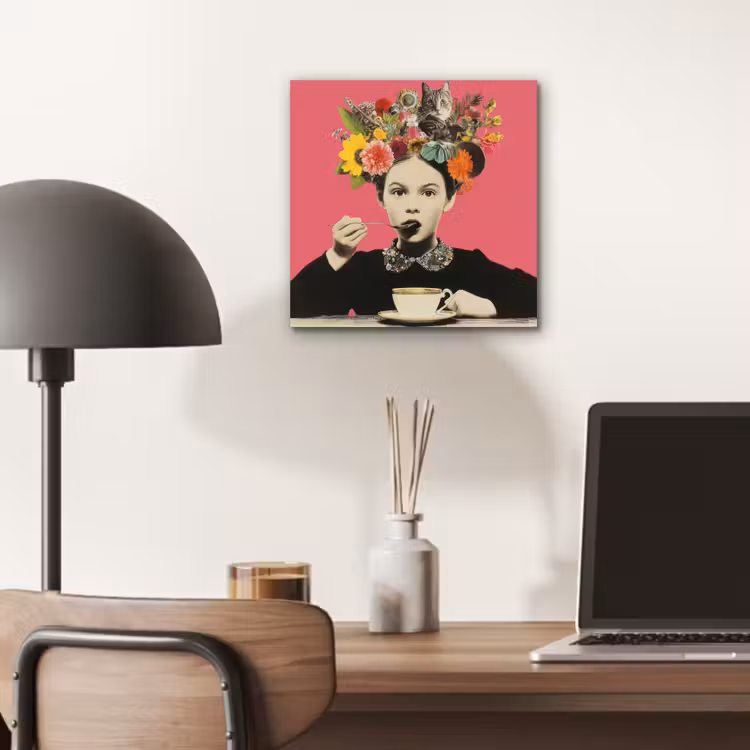 Meisje - Kopje - Bloemen - Roze aluminium wit klein -sfeer5