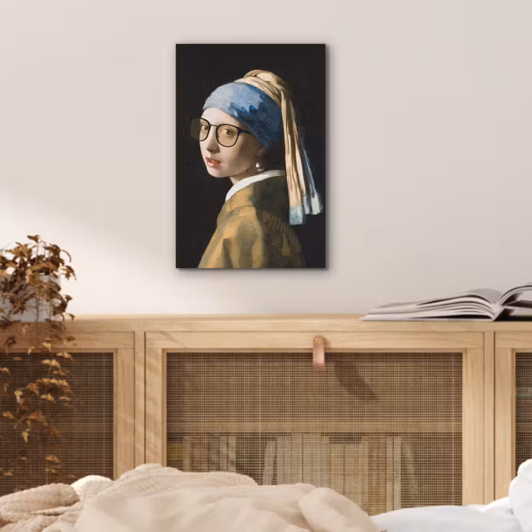 Meisje met de parel - Johannes Vermeer - Bril aluminium wit klein -sfeer3