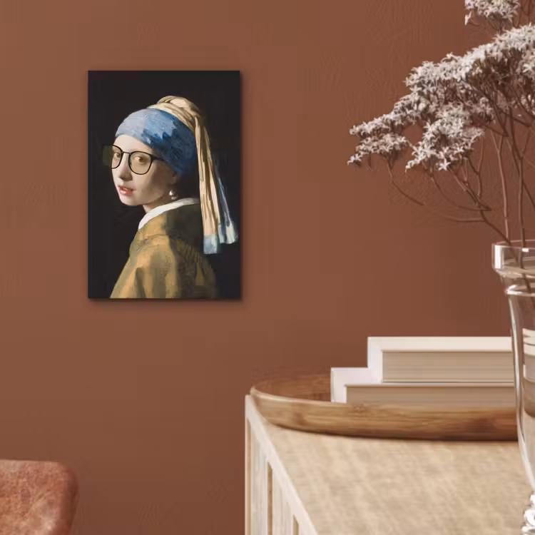 Meisje met de parel - Johannes Vermeer - Bril aluminium wit klein -sfeer4