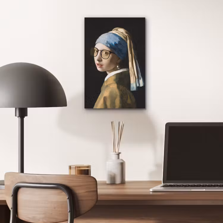 Meisje met de parel - Johannes Vermeer - Bril aluminium wit klein -sfeer5