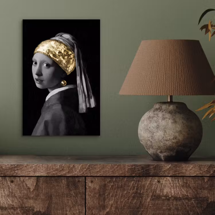 Meisje met de parel - Johannes Vermeer - Goud aluminium wit klein -sfeer2