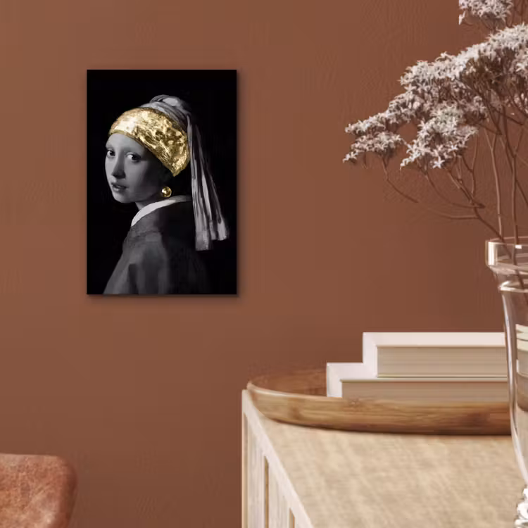 Meisje met de parel - Johannes Vermeer - Goud aluminium wit klein -sfeer4