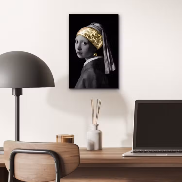 Meisje met de parel - Johannes Vermeer - Goud aluminium wit klein -sfeer5