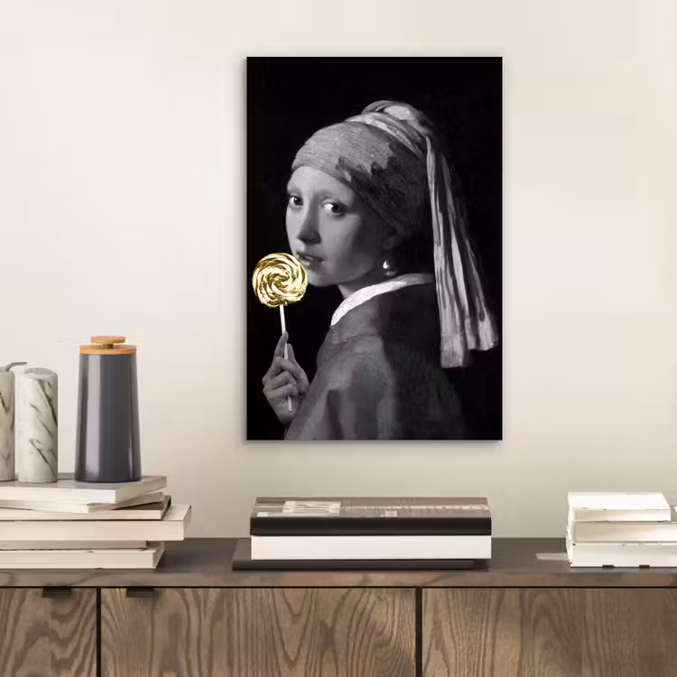 Meisje met de parel - Johannes Vermeer - Lolly - Goud aluminium wit klein -sfeer1