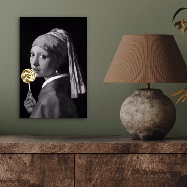 Meisje met de parel - Johannes Vermeer - Lolly - Goud aluminium wit klein -sfeer2