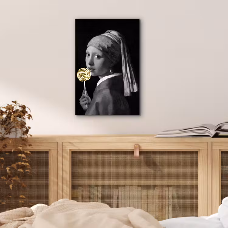 Meisje met de parel - Johannes Vermeer - Lolly - Goud aluminium wit klein -sfeer3