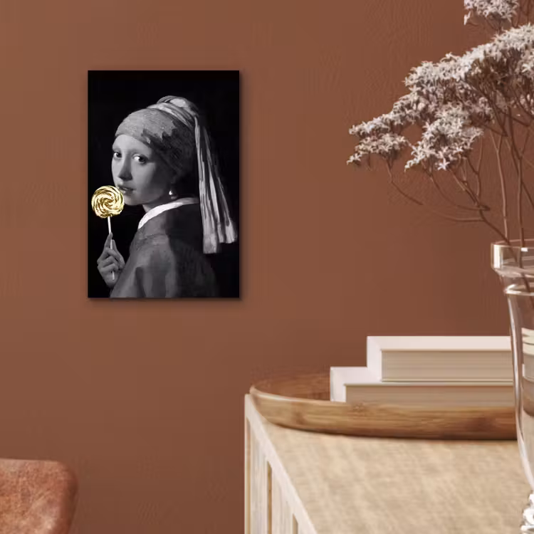 Meisje met de parel - Johannes Vermeer - Lolly - Goud aluminium wit klein -sfeer4