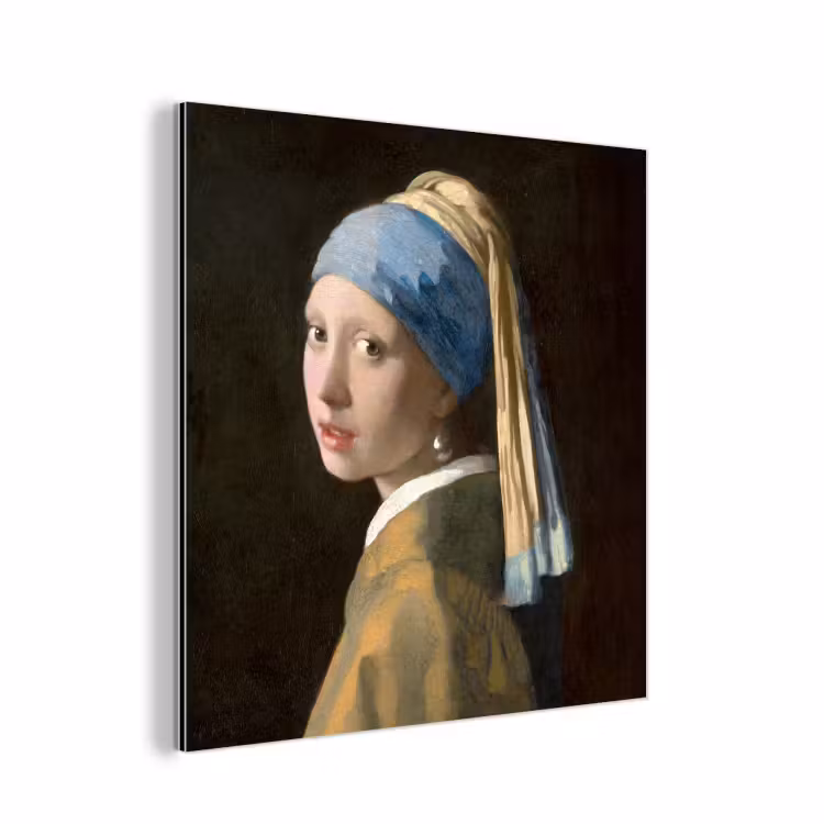 Meisje met de parel - Schilderij - Oude meesters - Vermeer aluminium wit klein -3d