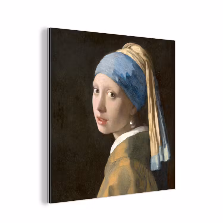 Meisje met de Parel - Schilderij van Johannes Vermeer aluminium wit klein -3d