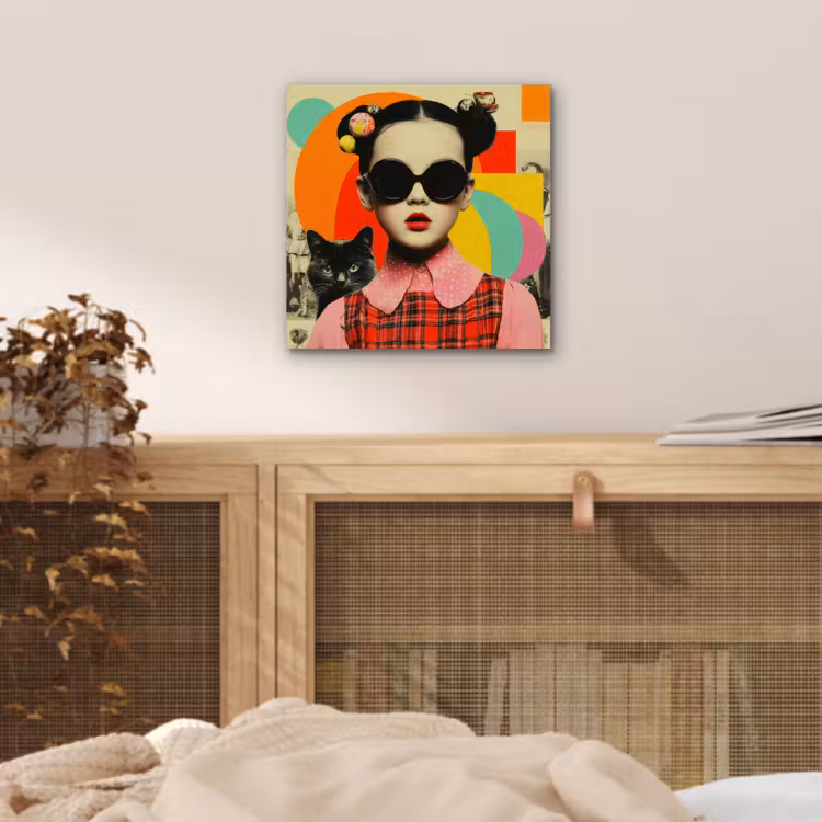Meisje - Zonnebril - Kat - Retro aluminium wit klein -sfeer3