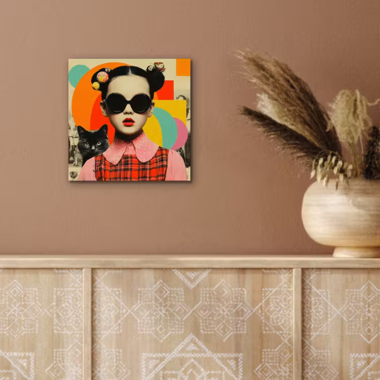 Meisje - Zonnebril - Kat - Retro aluminium wit klein -sfeer4