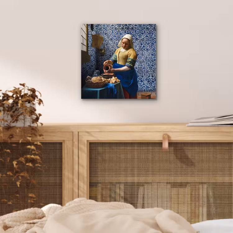 Melkmeisje - Delfts Blauw - Vermeer - Schilderij - Oude meesters aluminium wit klein -sfeer3