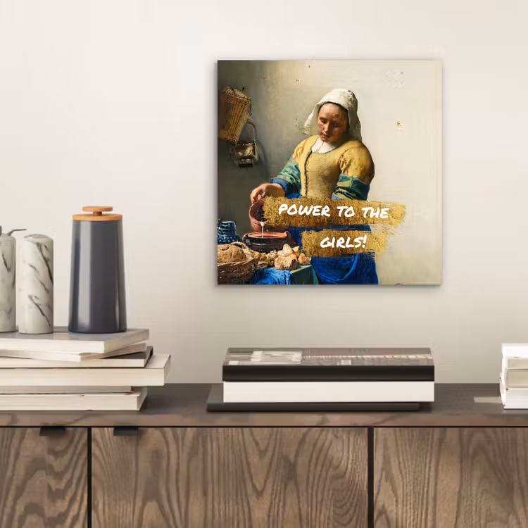 Melkmeisje - Goud - Quotes - Schilderij - Oude meesters aluminium wit klein -sfeer1