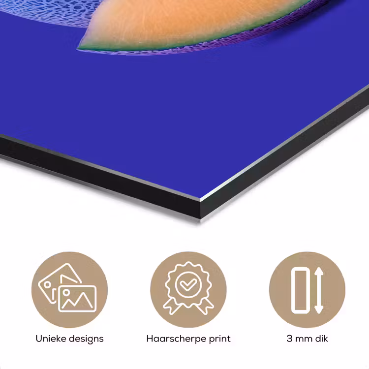 Meloen - Blauw - Oranje - Kunstzinnig aluminium wit klein -closeup_NL