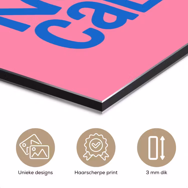 Memories - Roze - Blauw - Quote aluminium wit klein -closeup_NL