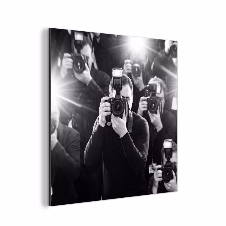 Mensen - Camera - Flitslicht - Zwart-wit - Media aluminium wit klein -3d