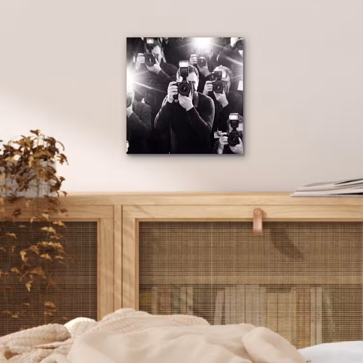 Mensen - Camera - Flitslicht - Zwart-wit - Media aluminium wit klein -sfeer3