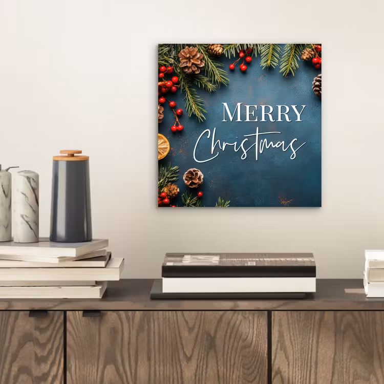 Merry Christmas - Blauw - Kerst - Winter aluminium wit klein -sfeer1