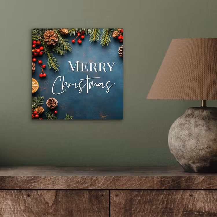 Merry Christmas - Blauw - Kerst - Winter aluminium wit klein -sfeer2