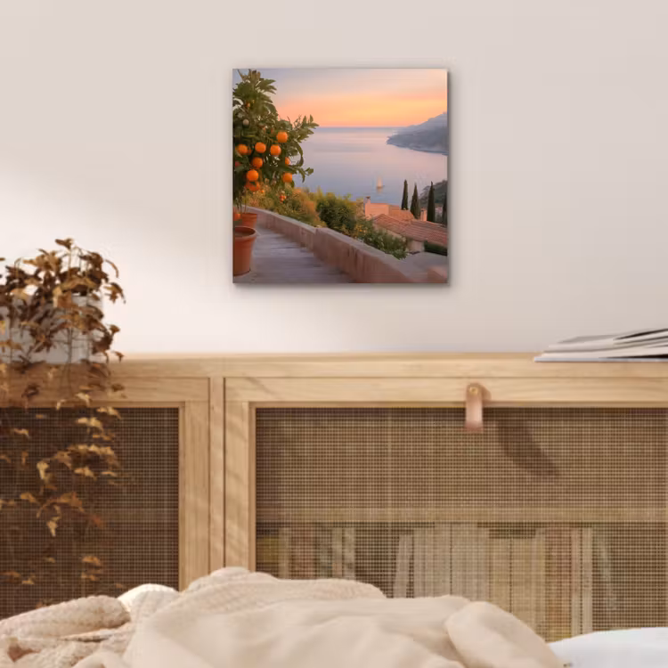 Middelandse zee - Sinaasappel - Heuvels - Zee aluminium wit klein -sfeer3