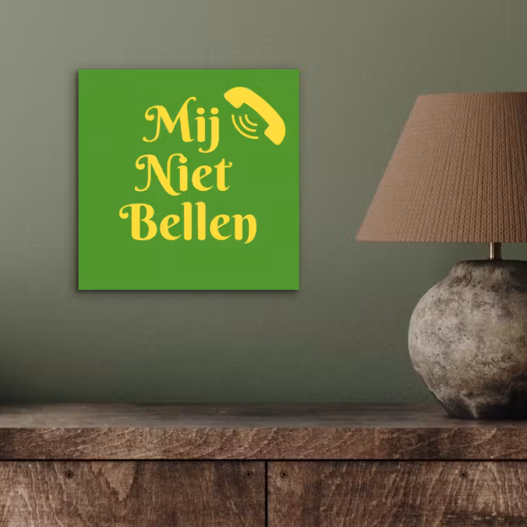 Mij niet bellen - Telefoon - Groen aluminium wit klein -sfeer2