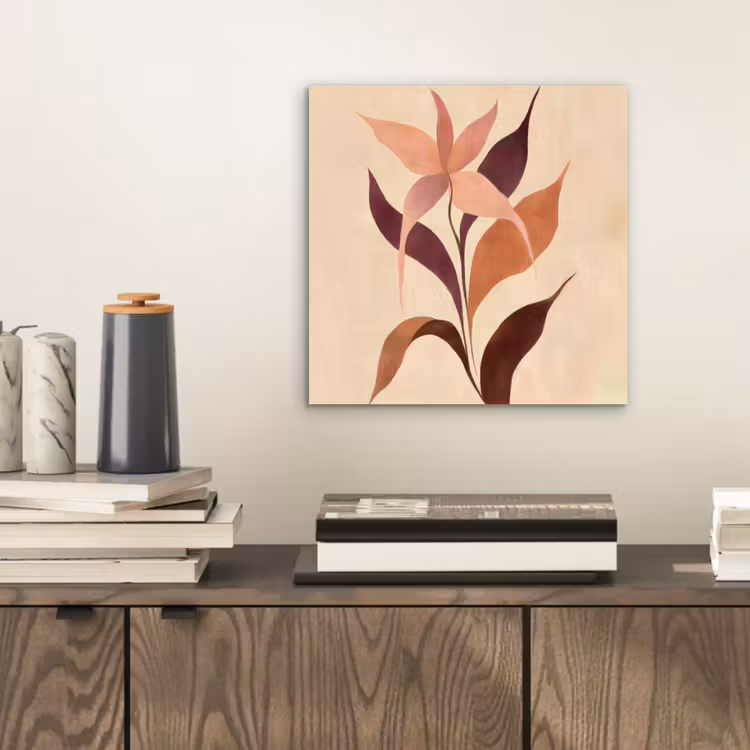 Minimalistisch - Bloem - Bladeren - Beige aluminium wit klein -sfeer1