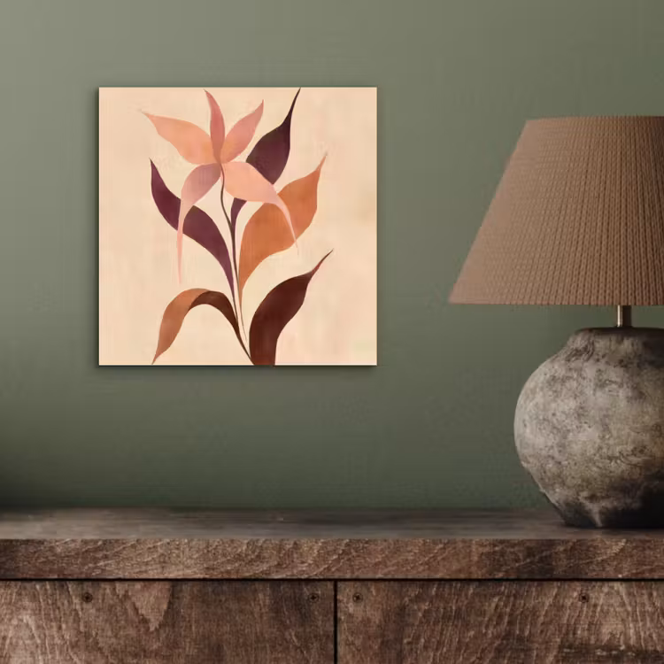 Minimalistisch - Bloem - Bladeren - Beige aluminium wit klein -sfeer2
