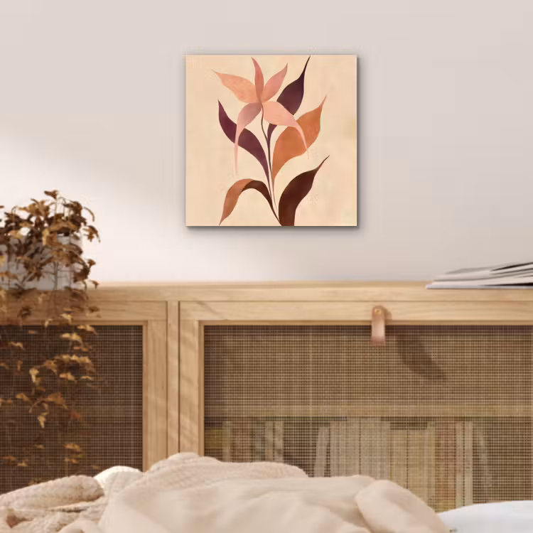 Minimalistisch - Bloem - Bladeren - Beige aluminium wit klein -sfeer3