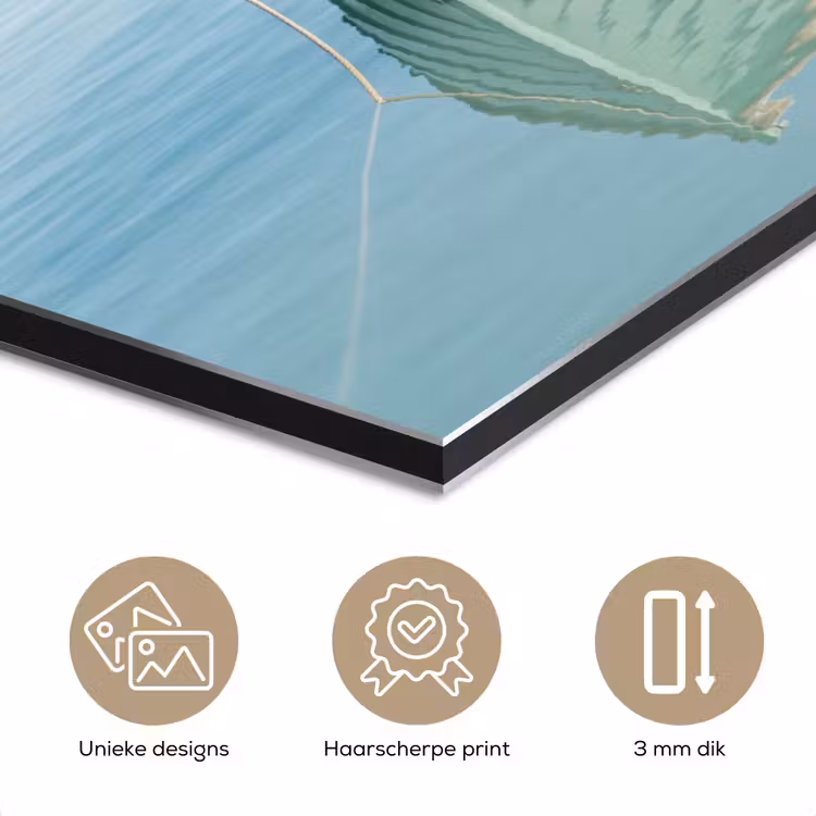 Minimalistisch - Boot - Zee aluminium wit klein -closeup_NL