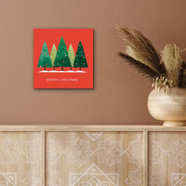 Minimalistisch - Kerstbomen - Rood - Sneeuw aluminium wit klein -sfeer4