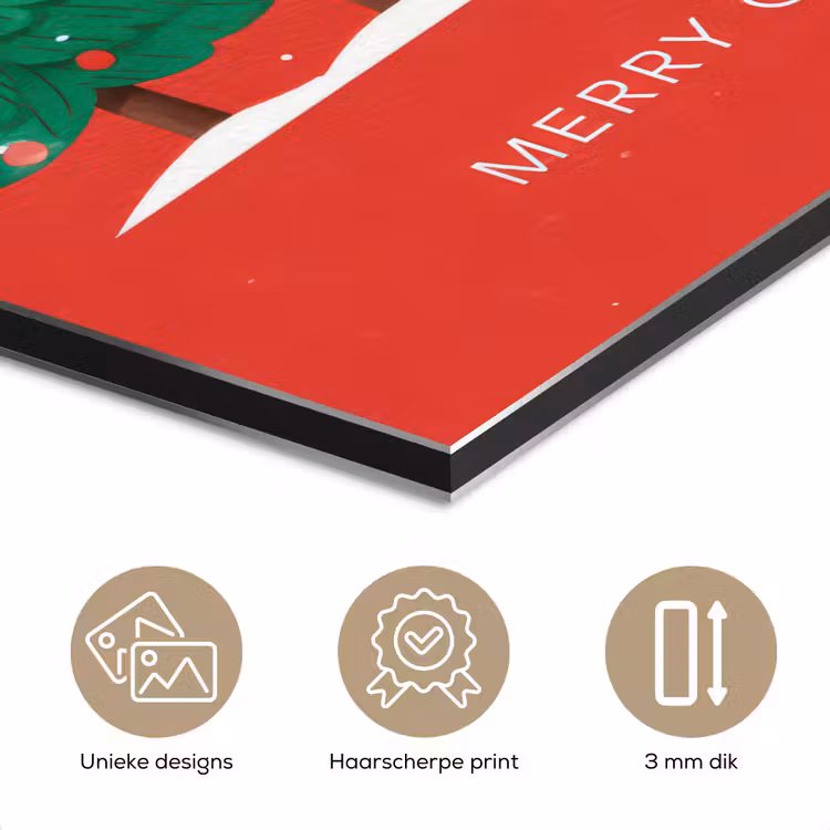 Minimalistisch - Kerstbomen - Rood - Sneeuw aluminium wit klein -closeup_NL