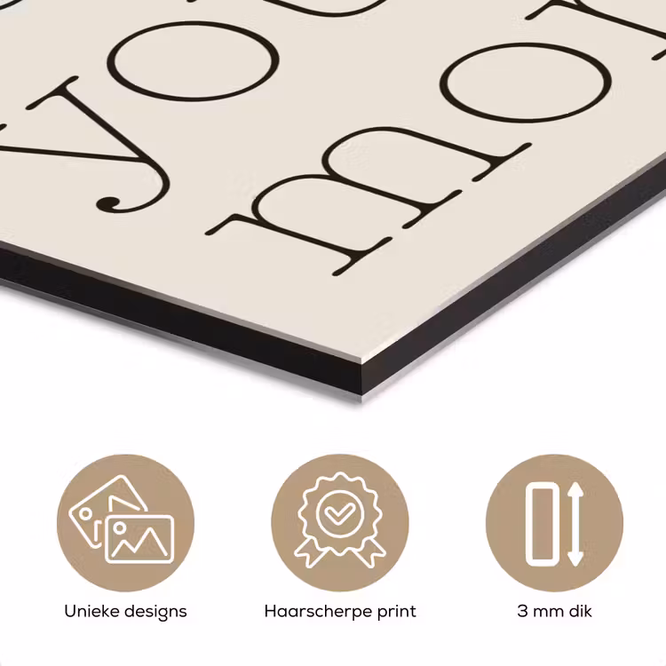 Minimalistisch - Love - Beige aluminium wit klein -closeup_NL