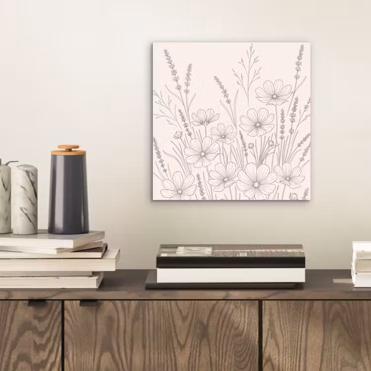 Minimalistisch - Modern - Bloemen - Beige aluminium wit klein -sfeer1