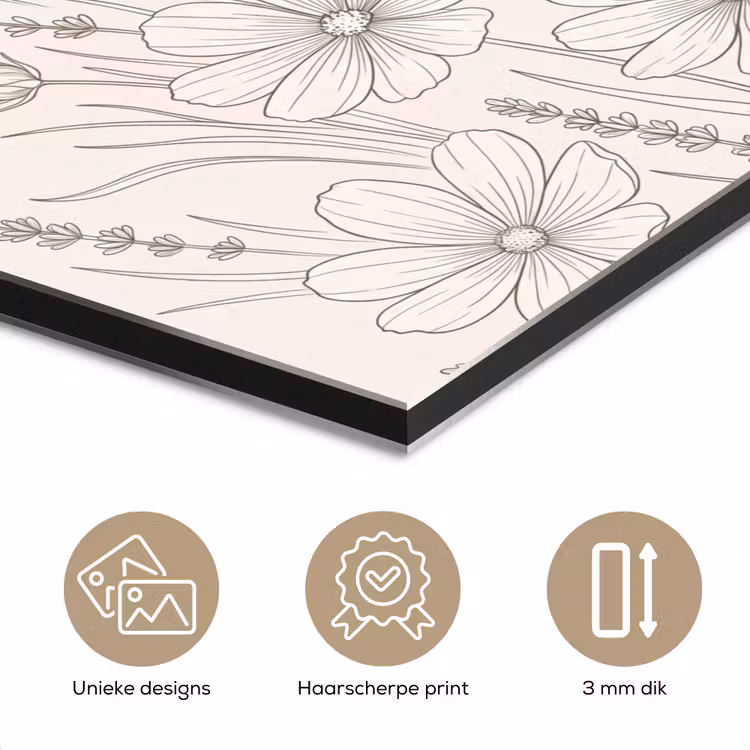 Minimalistisch - Modern - Bloemen - Beige aluminium wit klein -closeup_NL