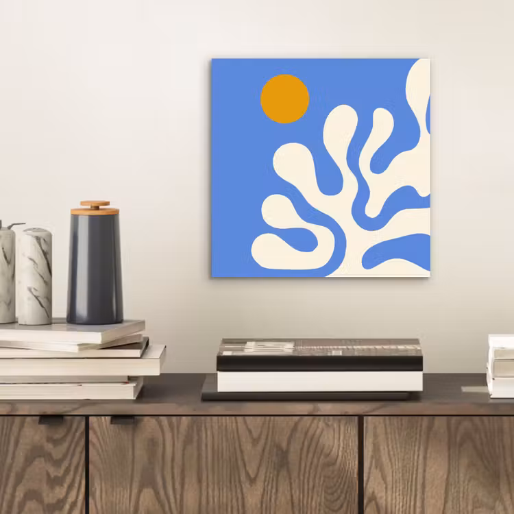 Minimalistisch - Organisch patroon - Blauw aluminium wit klein -sfeer1
