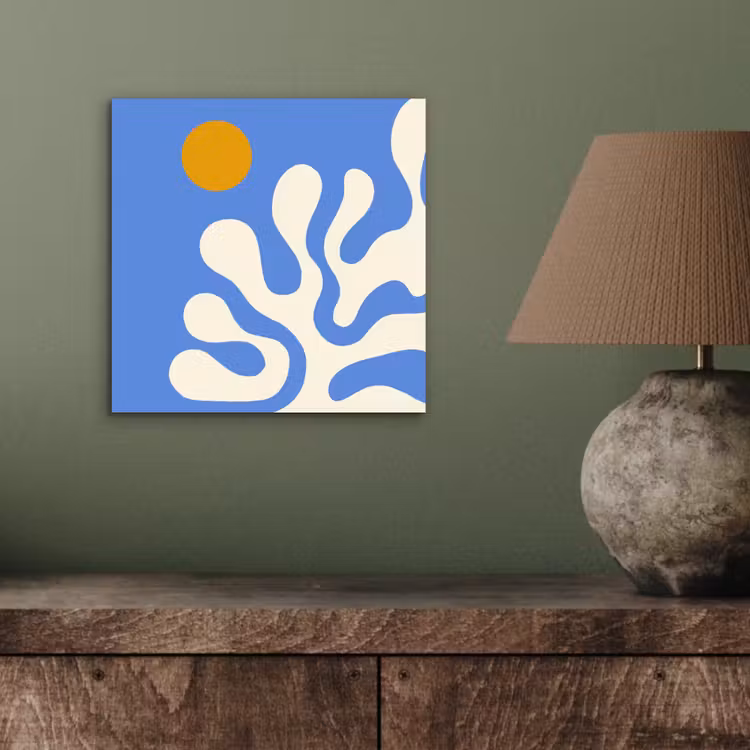 Minimalistisch - Organisch patroon - Blauw aluminium wit klein -sfeer2