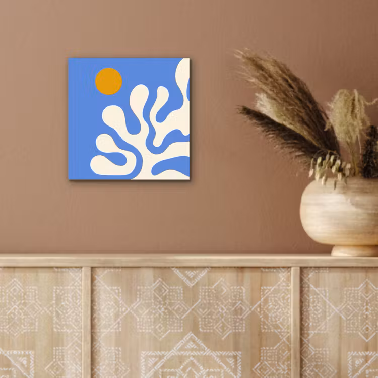 Minimalistisch - Organisch patroon - Blauw aluminium wit klein -sfeer4