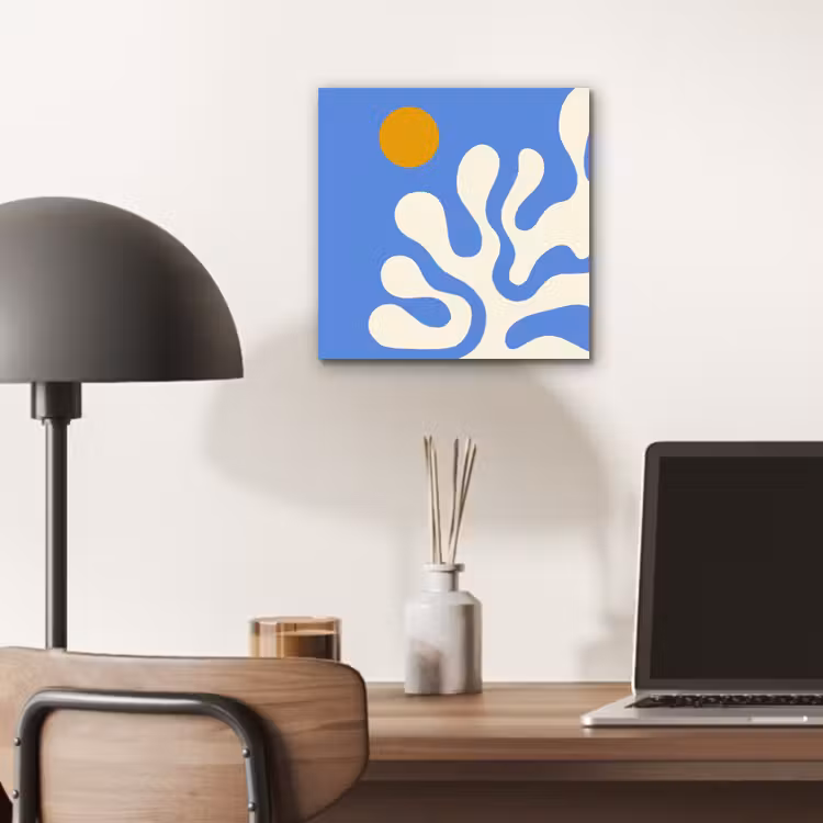 Minimalistisch - Organisch patroon - Blauw aluminium wit klein -sfeer5