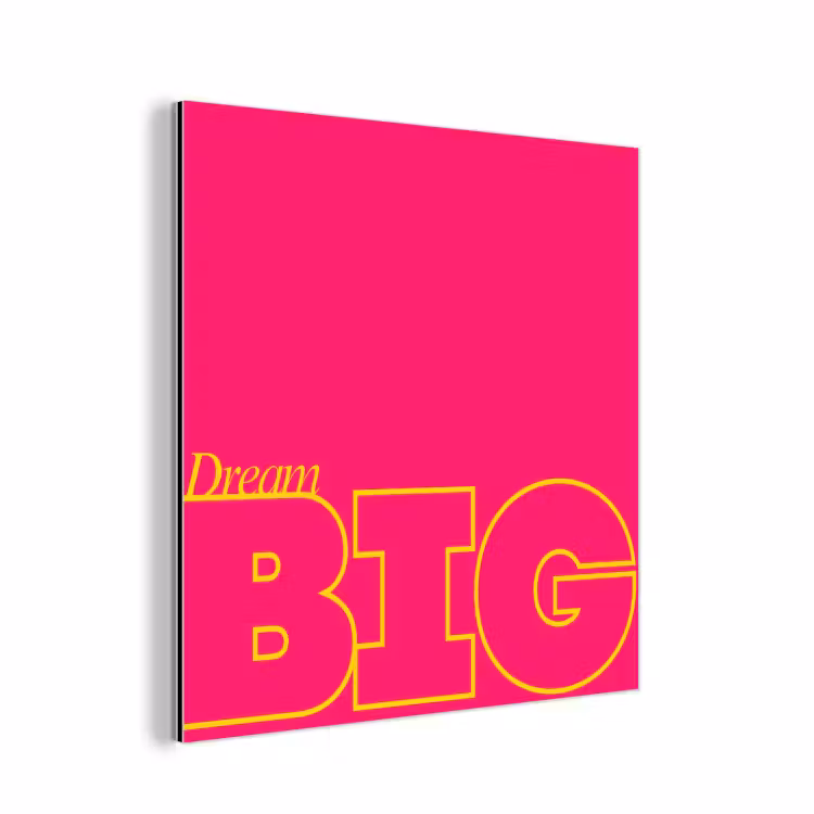 Minimalistisch - Roze - Dream big - Grafisch aluminium wit klein -3d