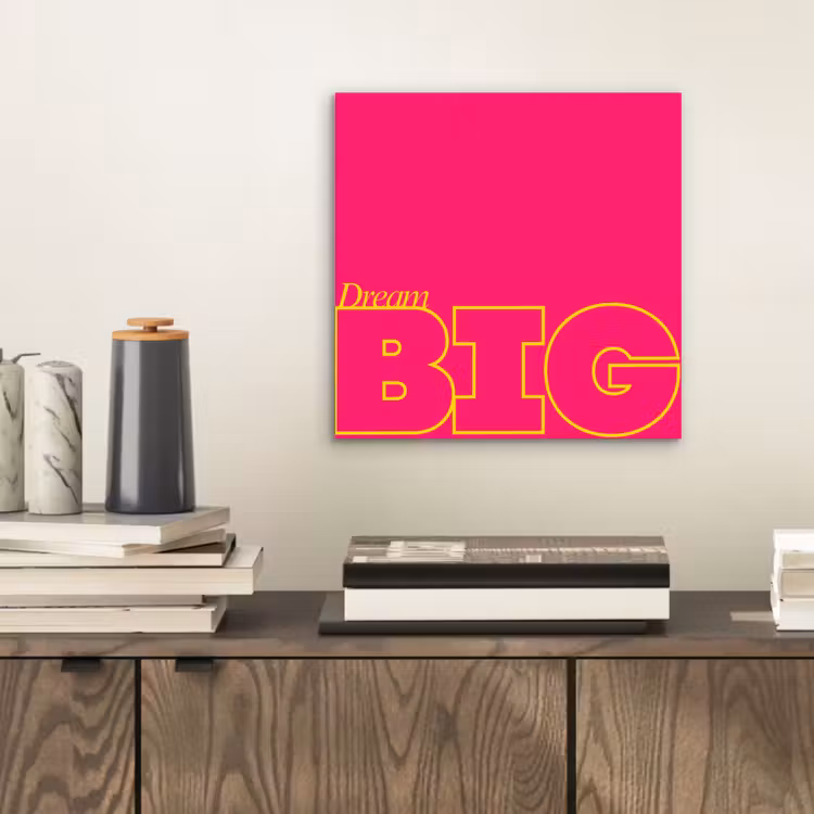 Minimalistisch - Roze - Dream big - Grafisch aluminium wit klein -sfeer1