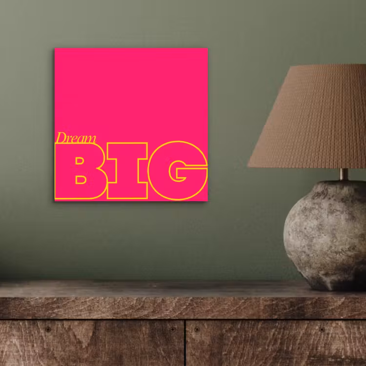 Minimalistisch - Roze - Dream big - Grafisch aluminium wit klein -sfeer2